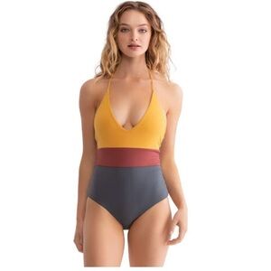 Tavik Women's Chase Color Blocked One Piece Halter Top Swimsuit